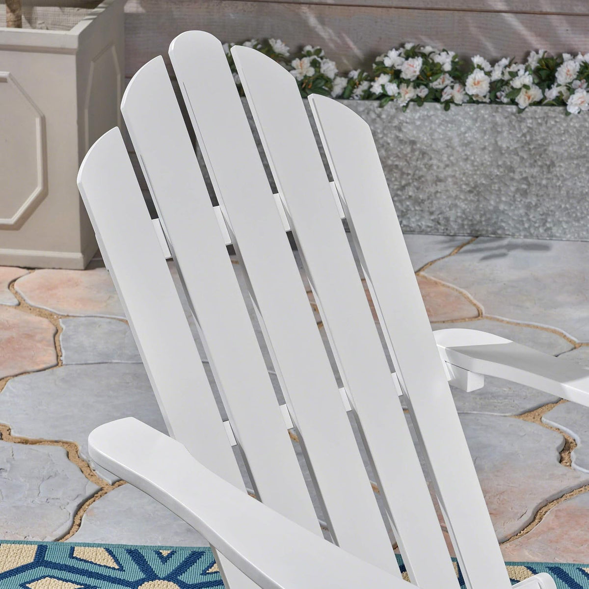 Christopher Knight Home Cara Outdoor Foldable Acacia Wood Adirondack Chair, White Finish