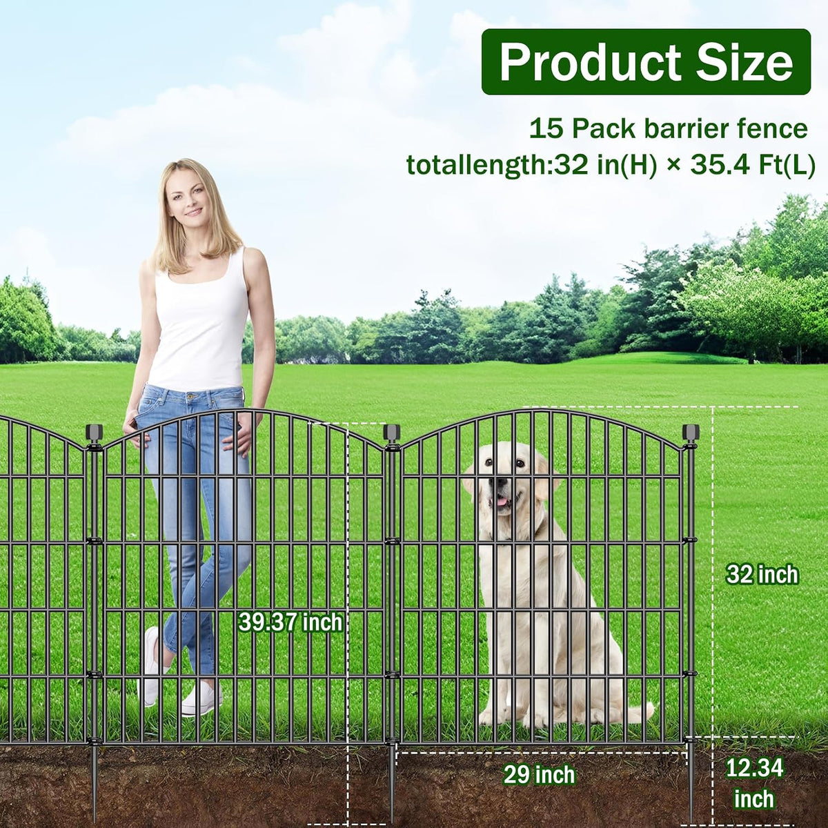 15 panel no dig decorative garden fence 32" shown in use