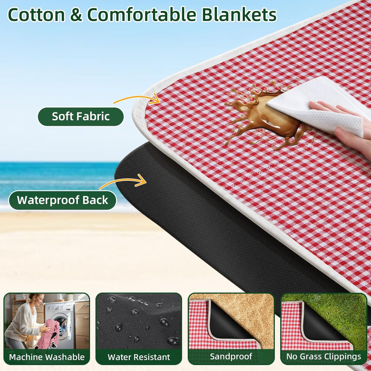 Picnic Basket for 2 with Lid and Handle Waterproof Picnic Blanket