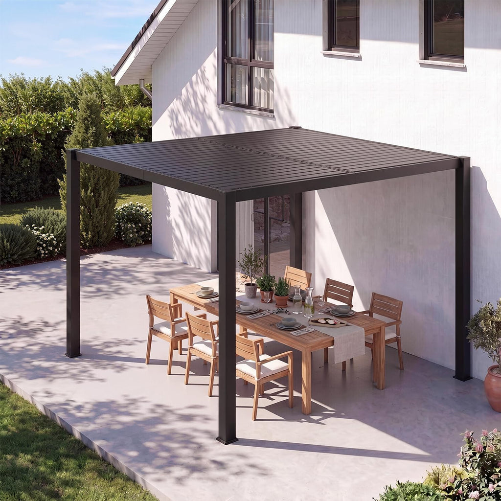 Aoxun Louvered Pergola 10x10, 3.8" Thick Posts, 82.5 MPH Wind Resistance