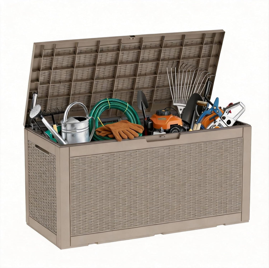 Vixzen 121 Gal Waterproof Outdoor Storage Box Lockable Deck Box