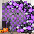 24PCS Black Purple Shimmer Wall Backdrop, Square Sequin Photo Backdrops Panel, Glitter Wall Background for Birthdays, Weddings, Christmas, Engagements, Halloween Party Decor (4FTx6FT)