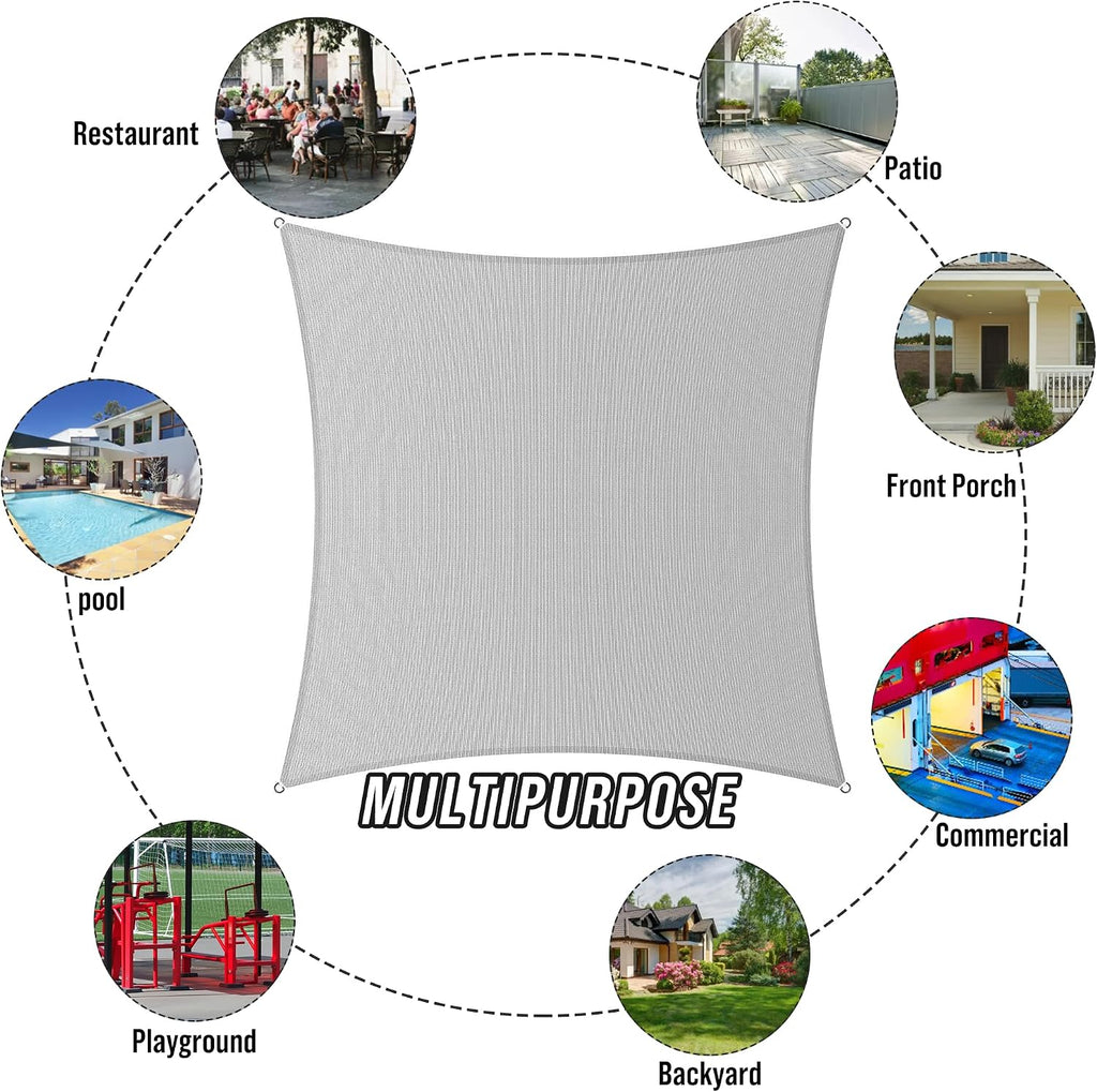 12' x 16' Brown Rectangle Sun Shade Sail (SQ) Sun Block Canopy Awning Commercial Grade 190 GSM Permeable UV Block for Outdoor Garden Backyard
