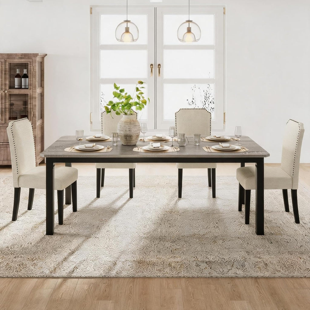 Garvee 78.7" Dining Table for 8-10 People, Grey Kitchen Tables (Only Table)