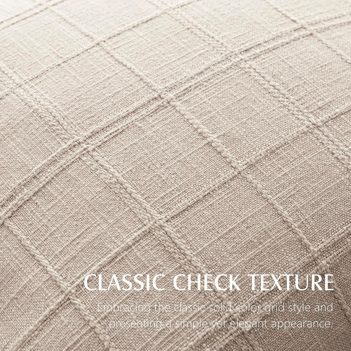 foindtower set of 2 decorative linen check fringe, close-up detail