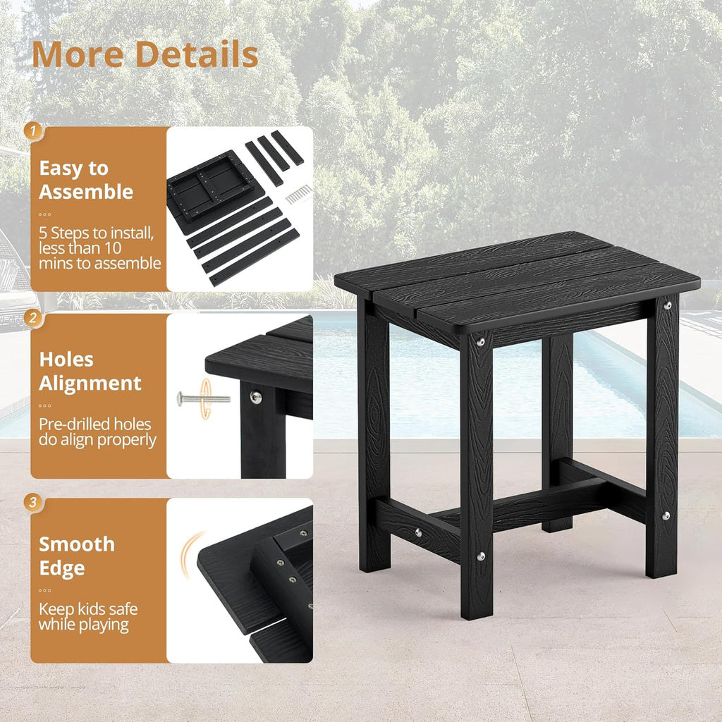 lue bona small outdoor side table, hdps adirondack, package contents