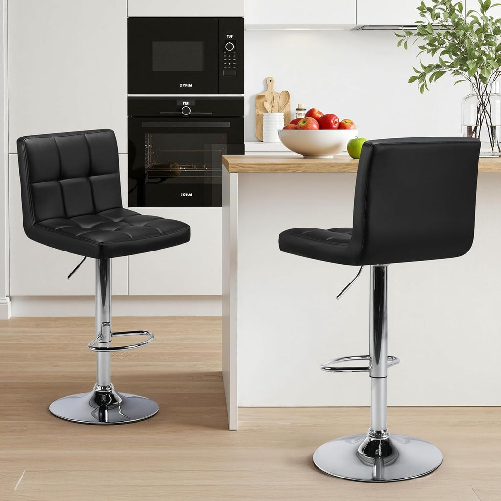 Yaheetech Bar Stools Set of 2 Adjustable Counter Height Barstools Black