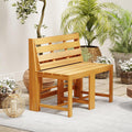 HAPPYGRILL 3-in-1 Acacia Wood Outdoor Dining Table Bench Set