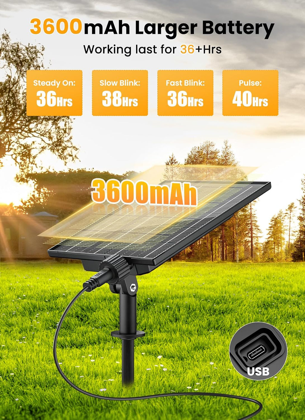 Brightown 108FT 52LED Solar String Lights Outdoor with Remote & USB Port