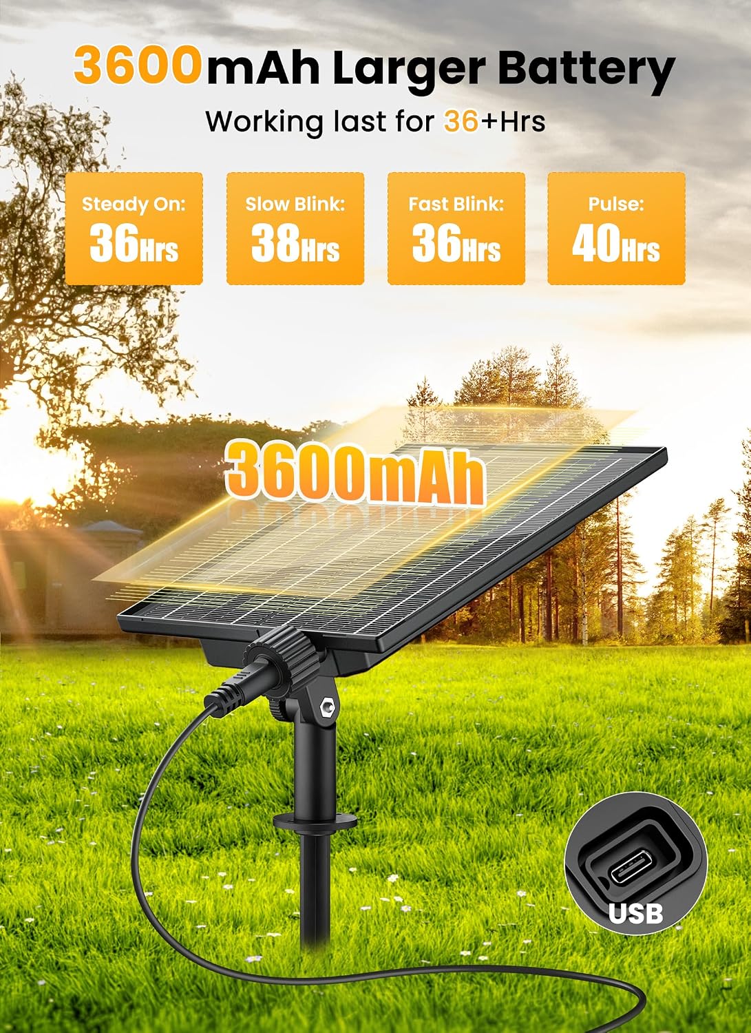 Brightown 108FT 52LED Solar String Lights Outdoor with Remote & USB Port