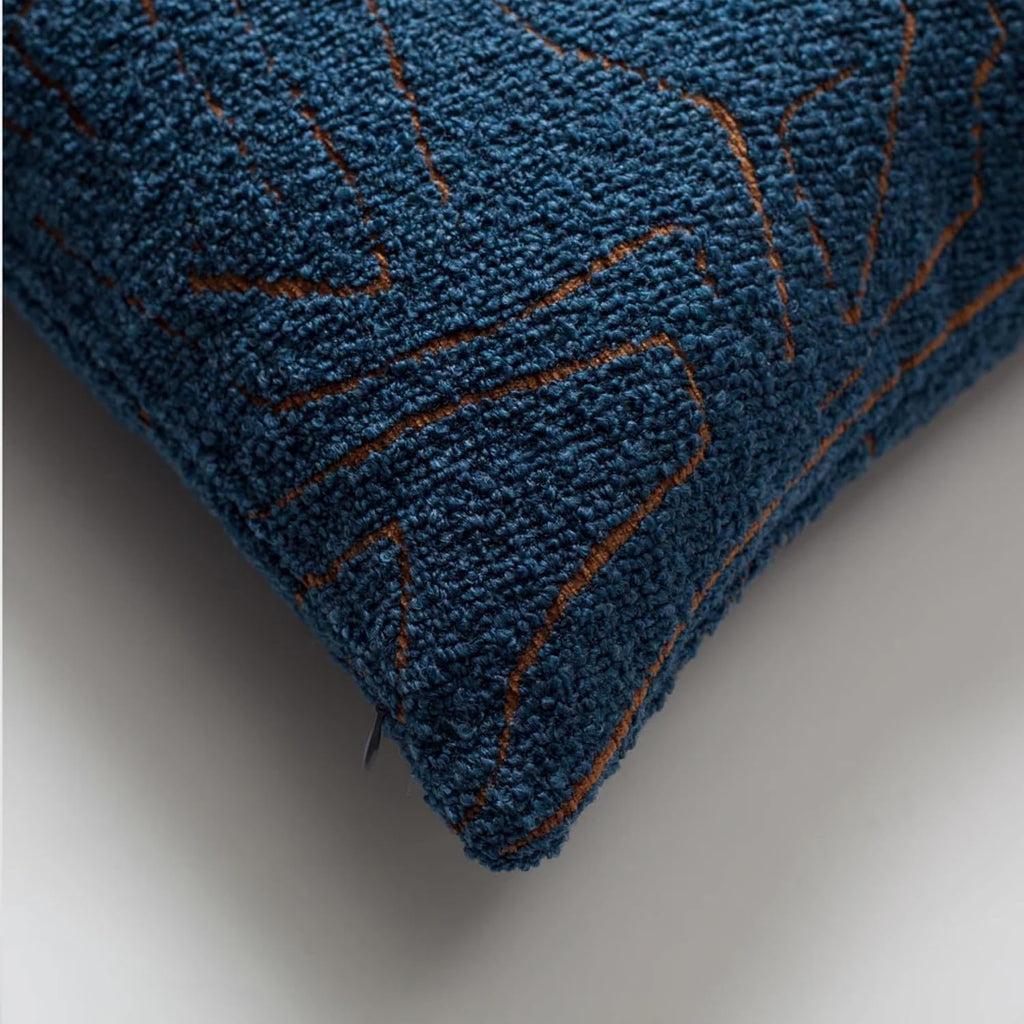 Throw Pillow Covers, Pack of 1 Woven Jacquard Cushion Covers for Sofas, Couches, Bed, Boho Home Decor, Cozy Soft and Comfortable Pillow Cases, Amorf, Blue 20x20 Inch