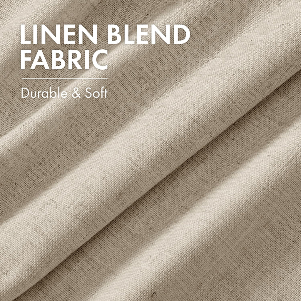 MIULEE 4 Panels Pinch Pleated 100% Blackout Linen Curtains 40"x90" Sand