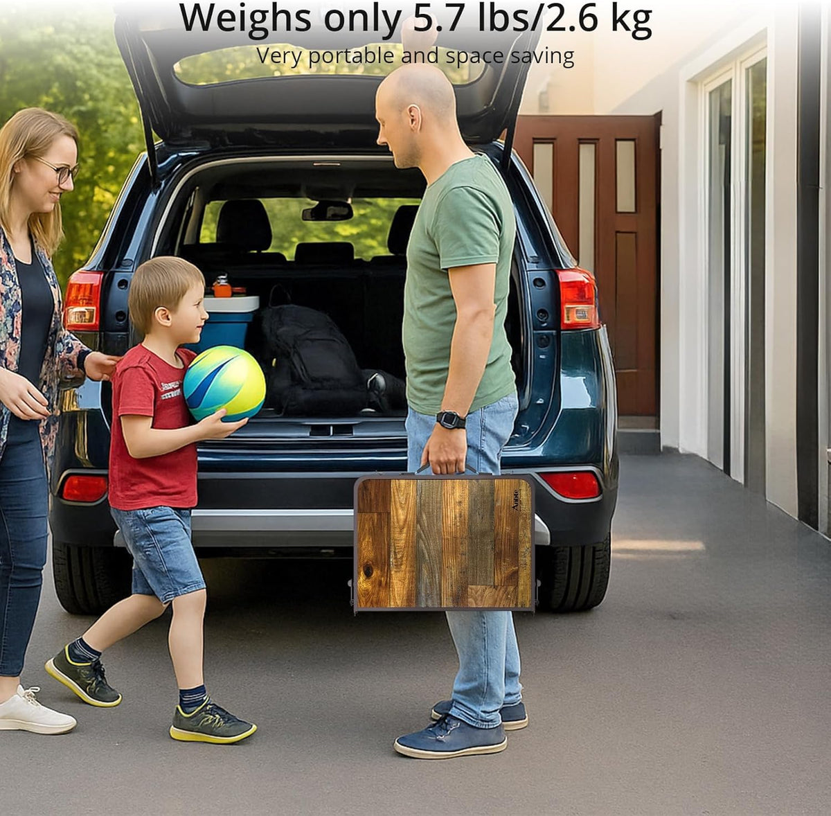 Anbte 2ft Camping Folding Table, 24" X 16" Aluminum Small Portable Table