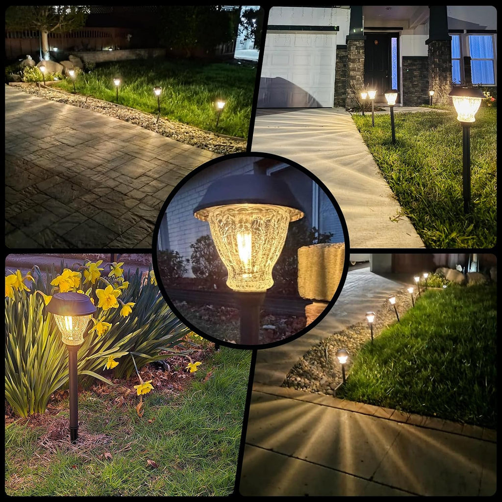 XMCOSY+ Solar Pathway Lights Outdoor, 8 Pack Warm White Solar Garden Lights