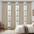 MIULEE 4 Panels Pinch Pleated 100% Blackout Linen Curtains 40"x90" Sand