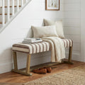 VKNOW Upholstered Entryway Bench, Dining Bench with Cushion, Brown