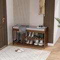 Bamboo Shoe Storage Bench with Cushioned Seat 3-Tier Entryway Shoe Rack