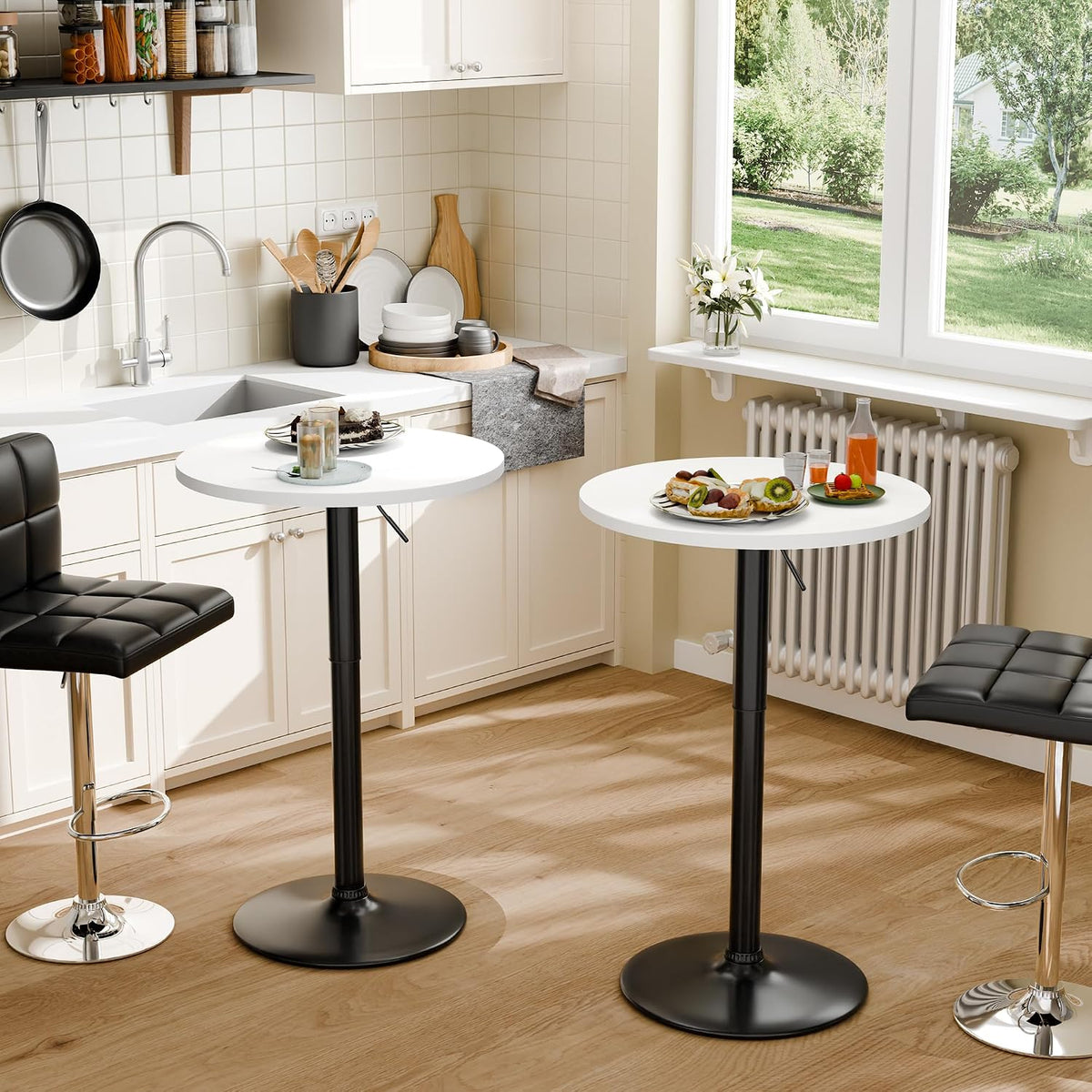 furmax bistro pub table height adjustable round bar, close-up detail