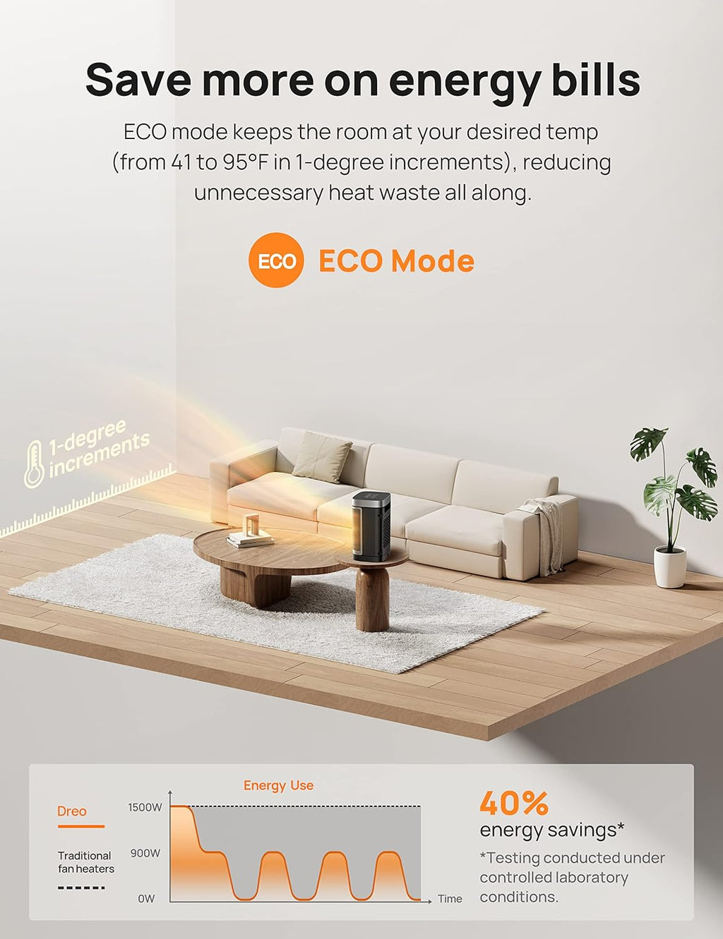 DREO Space Heater for Bathroom and Indoor, Safe and Quiet Portable Heater