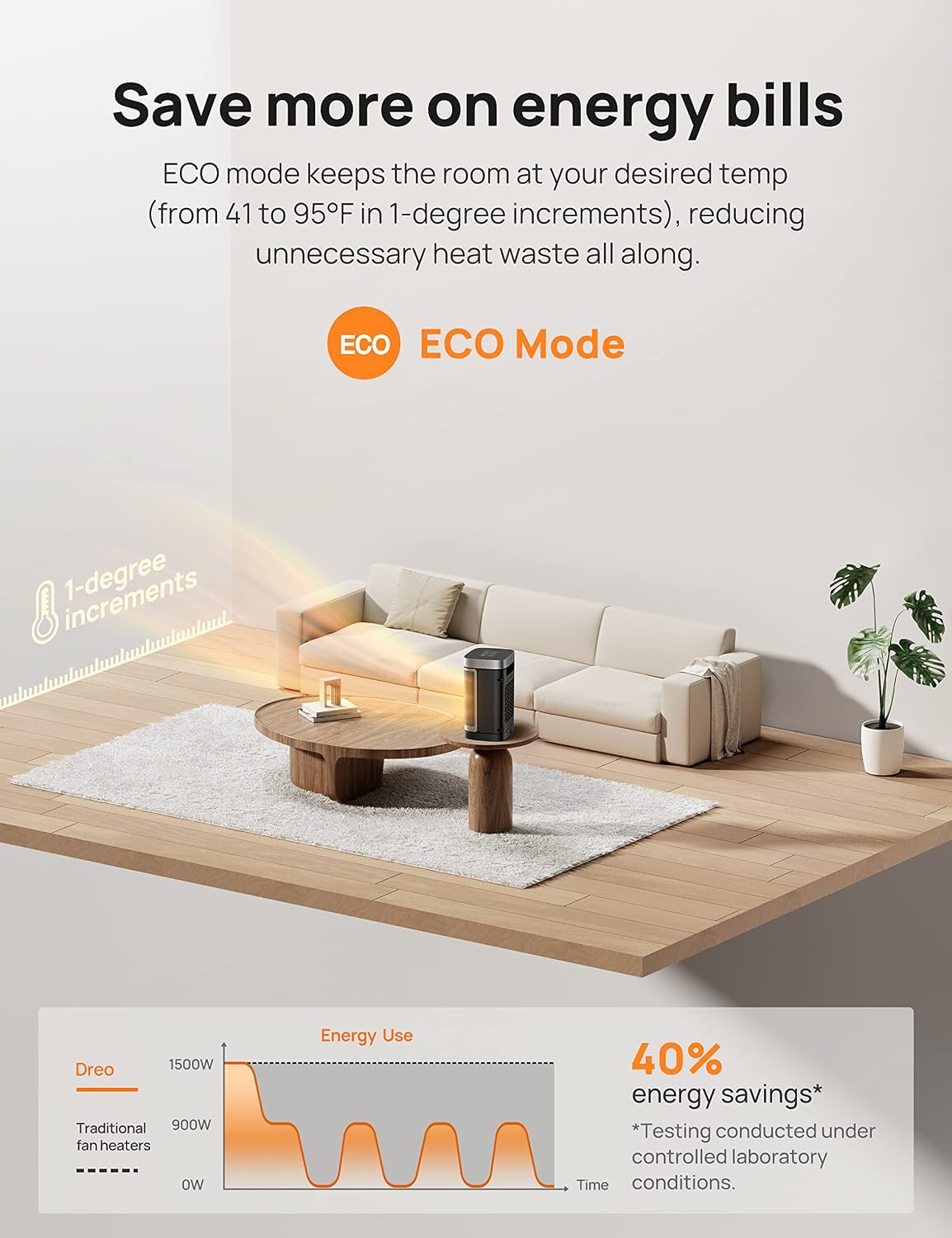 DREO Space Heater for Bathroom and Indoor, Safe and Quiet Portable Heater