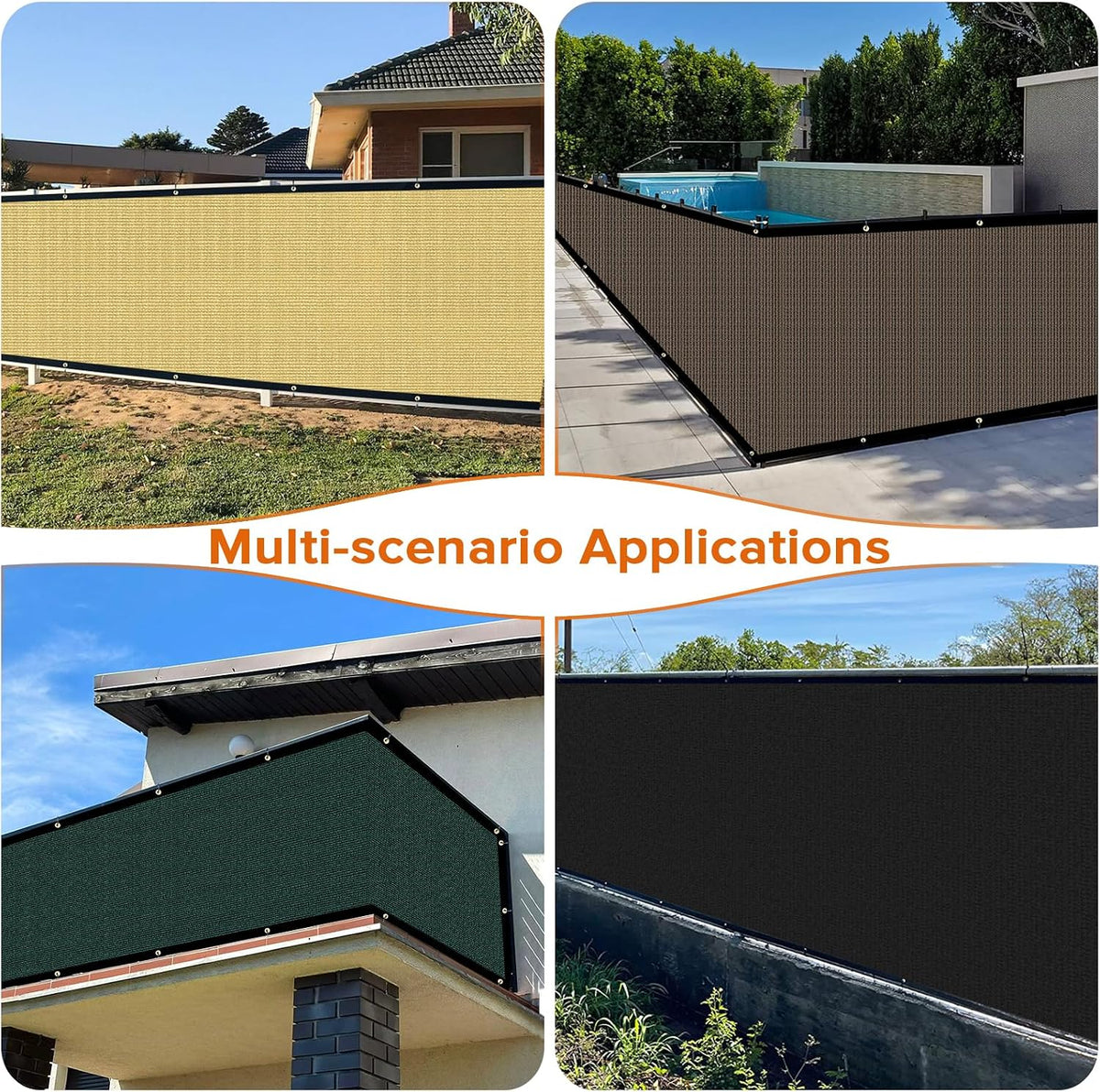 4ftx50ft Fence Privacy Screen Heavy Duty 170 GSM Windscreen & Dustproof Fabric Privacy Screen Covering Mesh Fencing for Outdoor Patio, Balcony, Pool Deck, Sand