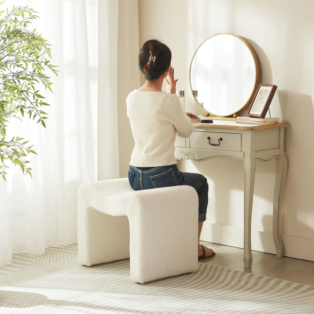 Ottoman Vanity Stool Chair Small Footstool Seating Backless