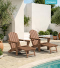 Ciokea Adirondack Rocking Chair with Footrest, Foldable HDPE Rocker (Teak)