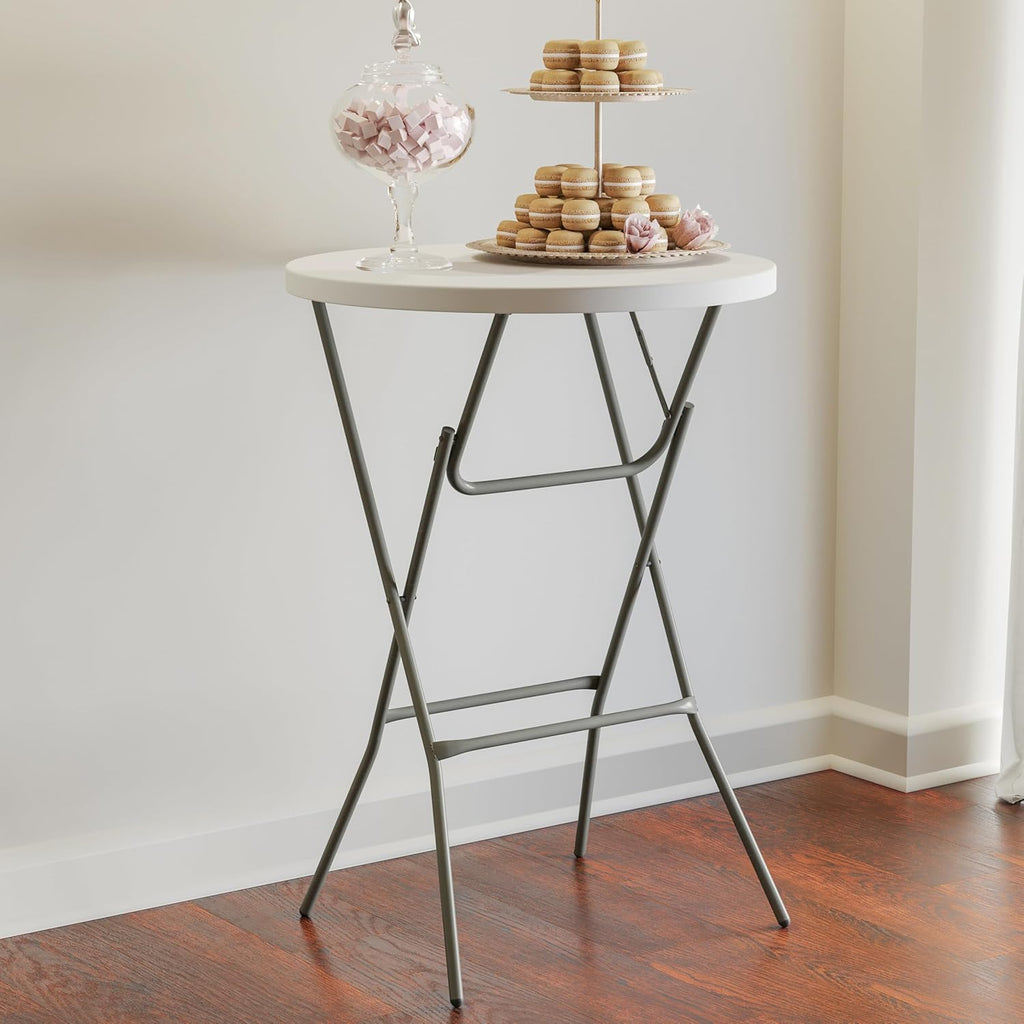 Flash Furniture 2.6-Foot Round Granite White Plastic Folding Table