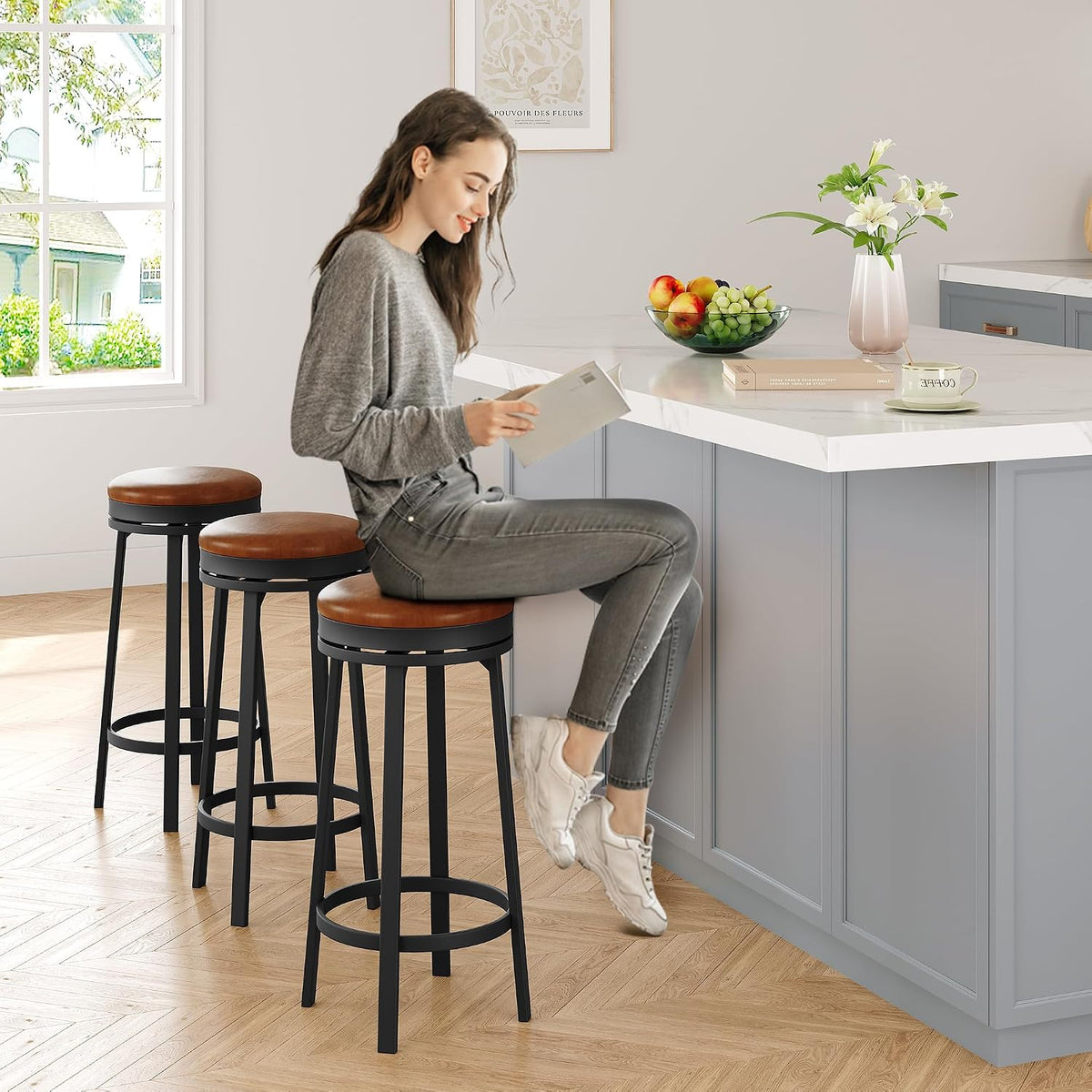 idealhouse 30'' swivel bar stools set of 4 on a desk or shelf