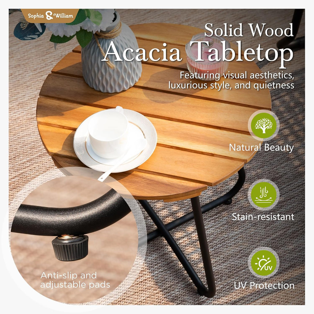 Sophia & William 3-Piece Bistro Set - Stackable Rattan Chairs & Table
