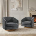 Swivel Accent Chairs Set of 2, Chenille Barrel Armchair, Gray