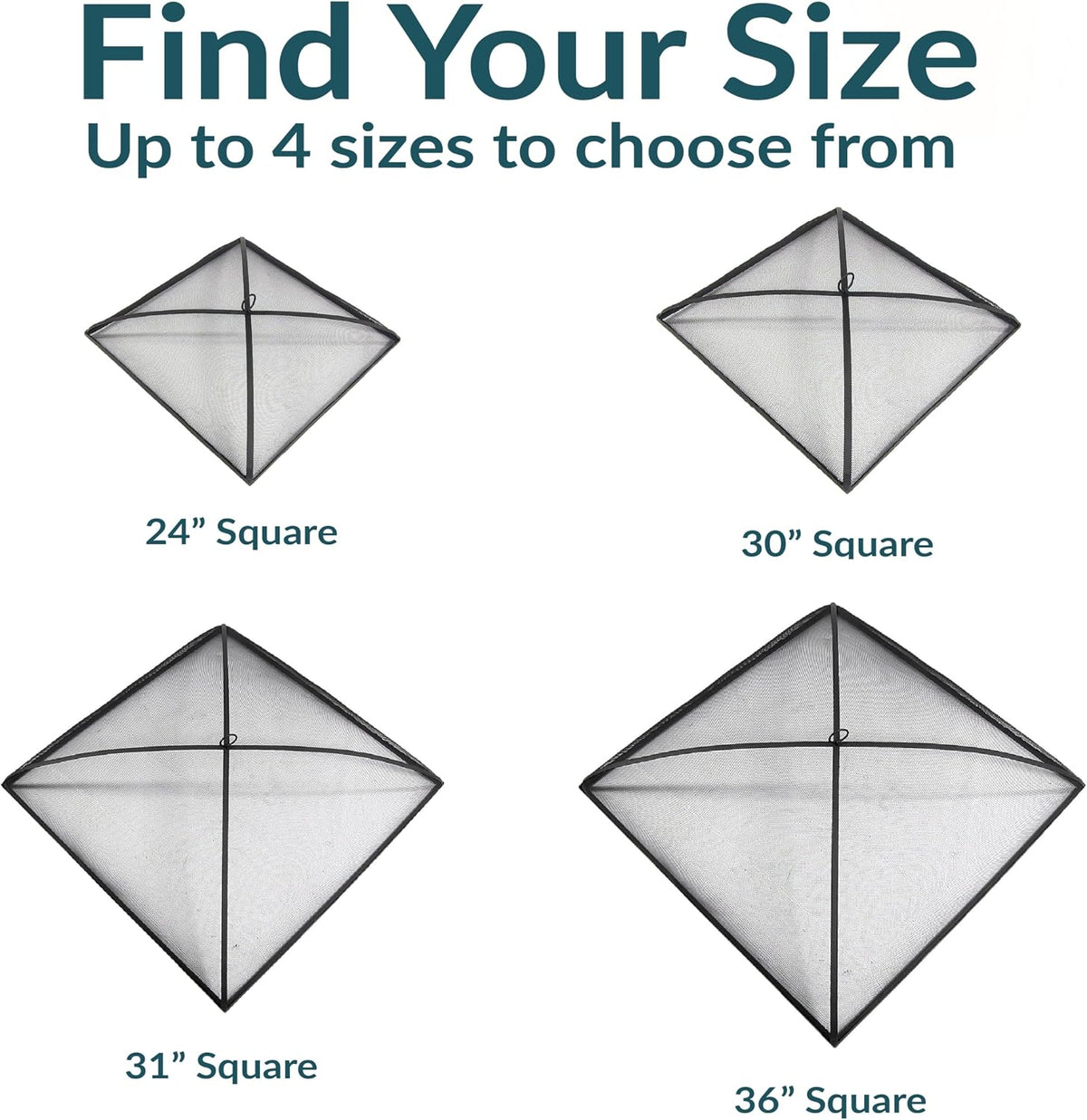 Sunnydaze Heavy Duty Square Fire Pit Screen Cover, Assembly-Free, 30"