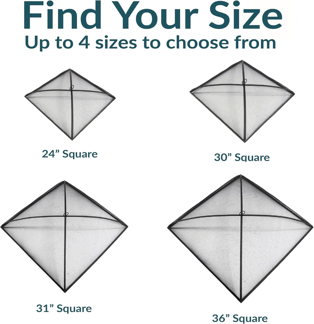 Sunnydaze Heavy Duty Square Fire Pit Screen Cover, Assembly-Free, 24"
