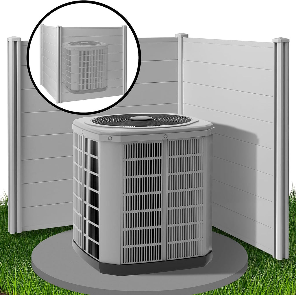 Casafield 48" x 48" Privacy Screen - Outdoor Vinyl Fence Panel Enclosure for AC/Trash Bins/Pool Equipment - Gray