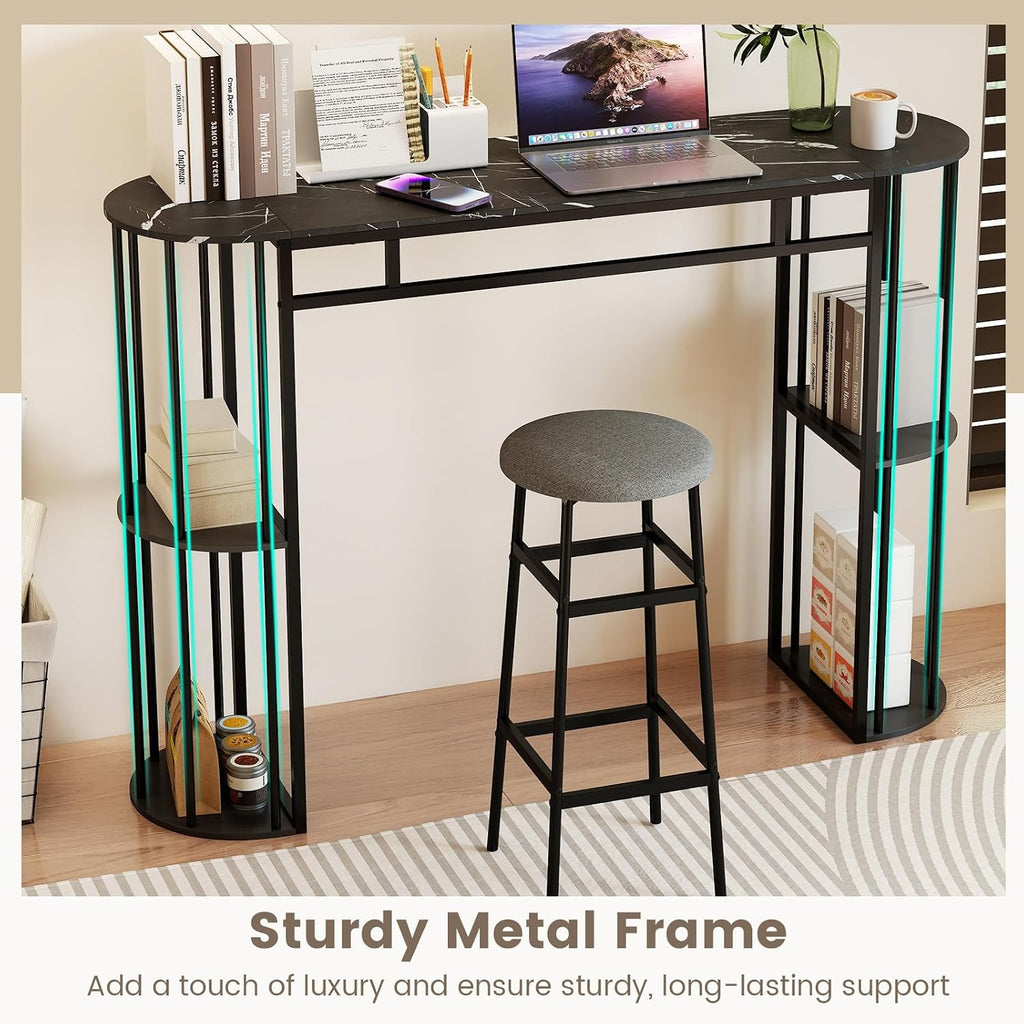 COSTWAY Bar Table, 60-Inch Long Pub Rectangular High Top Pub Table