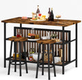 DKLGG Kitchen Island with Seating & Storage, Farmhouse Dining Table Set for 2, Space-Saving 3 Piece Dining Set Table & Chairs Island Table for Kitchen, Apartment, Dining Room, Rustic Brown