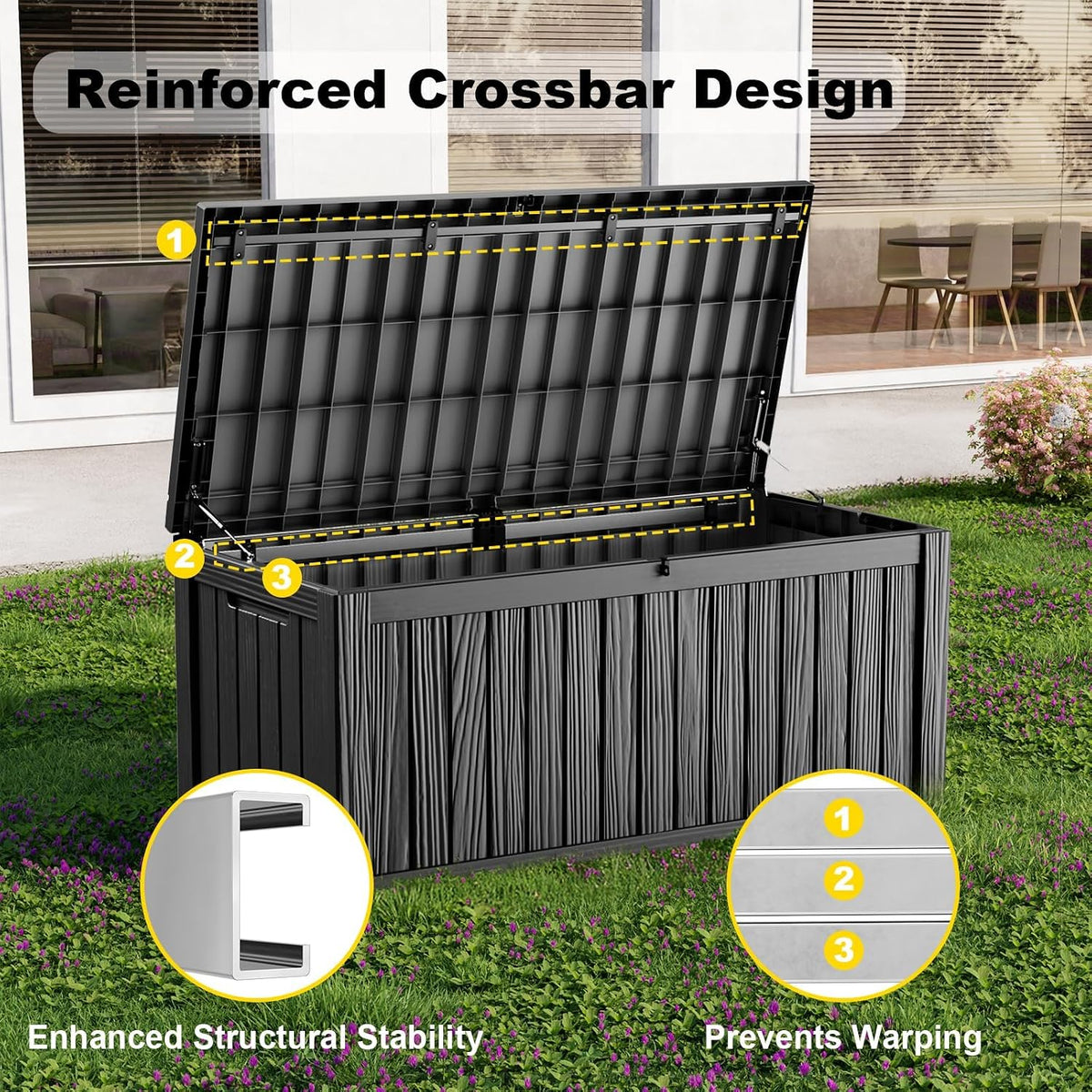 200 Gallon Large Outdoor Storage Box, Black