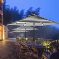 Blissun 7.5 ft Solar Umbrella, 18 LED Lighted Patio Umbrella, Table Market Umbrella