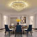 40" Flush Mount Crystal Chandeliers with Remote and APP,Gold Ceiling Lights
