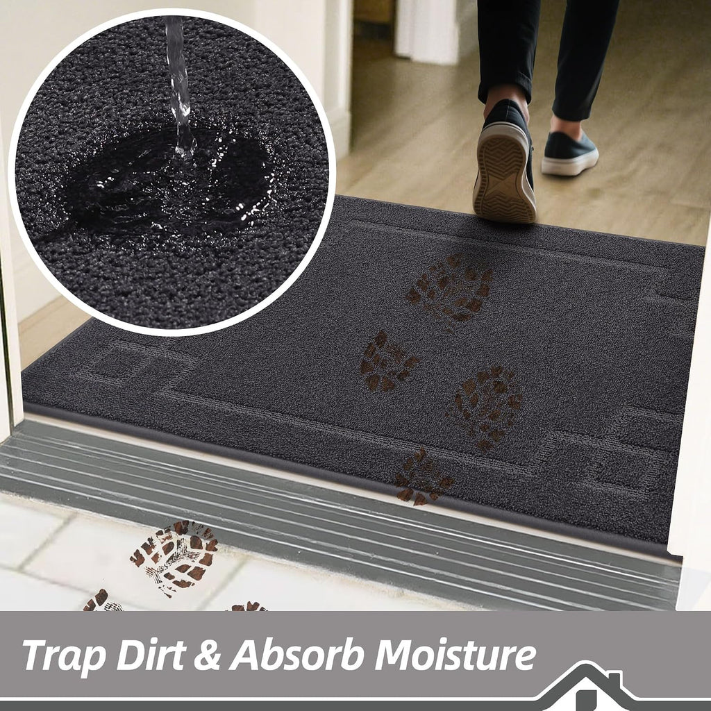 BEQHAUSE Door Mat 32" x 48", Non-Slip Door Mats Indoor Washable, Dark Grey
