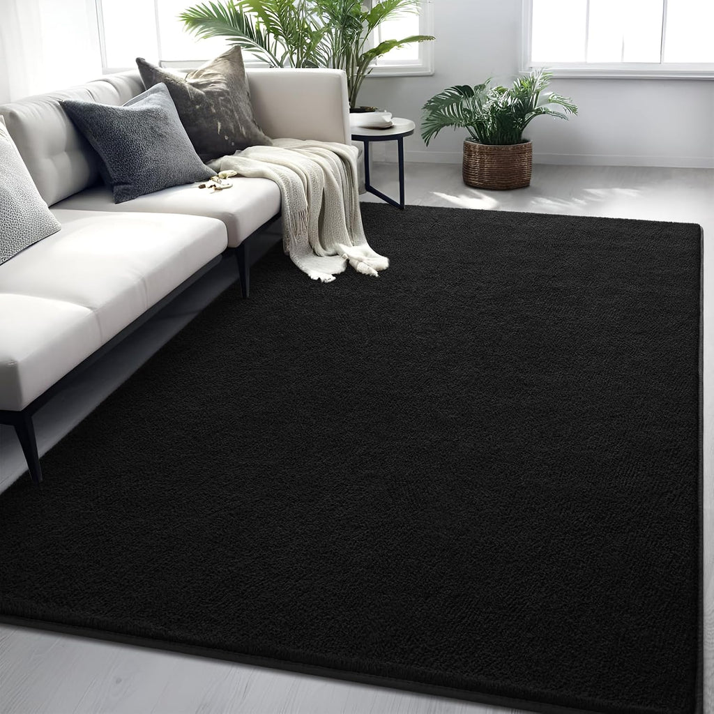 7x10 Black Area Rug Modern Aesthetic Minimalist