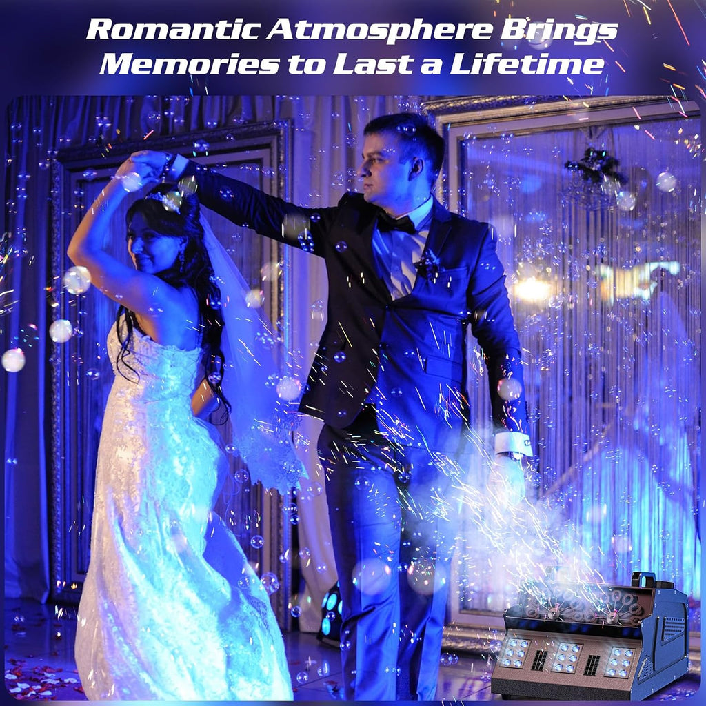 2000W Fog Machine, 3 in 1 Fog Bubble Machine with 2 Bubble Fans, 18 RGB LED Lights Smoke Bubble ALL IN ONE Fog Machine, Bubble Machine for Halloween Party Wedding Birthday