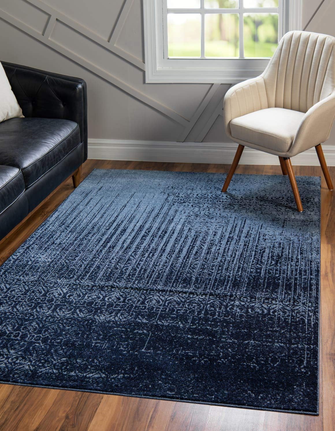 Unique Loom Del Mar Collection Area Rug - Jennifer (10' 6" x 16' 5" Rectangle, Blue/ Navy Blue)