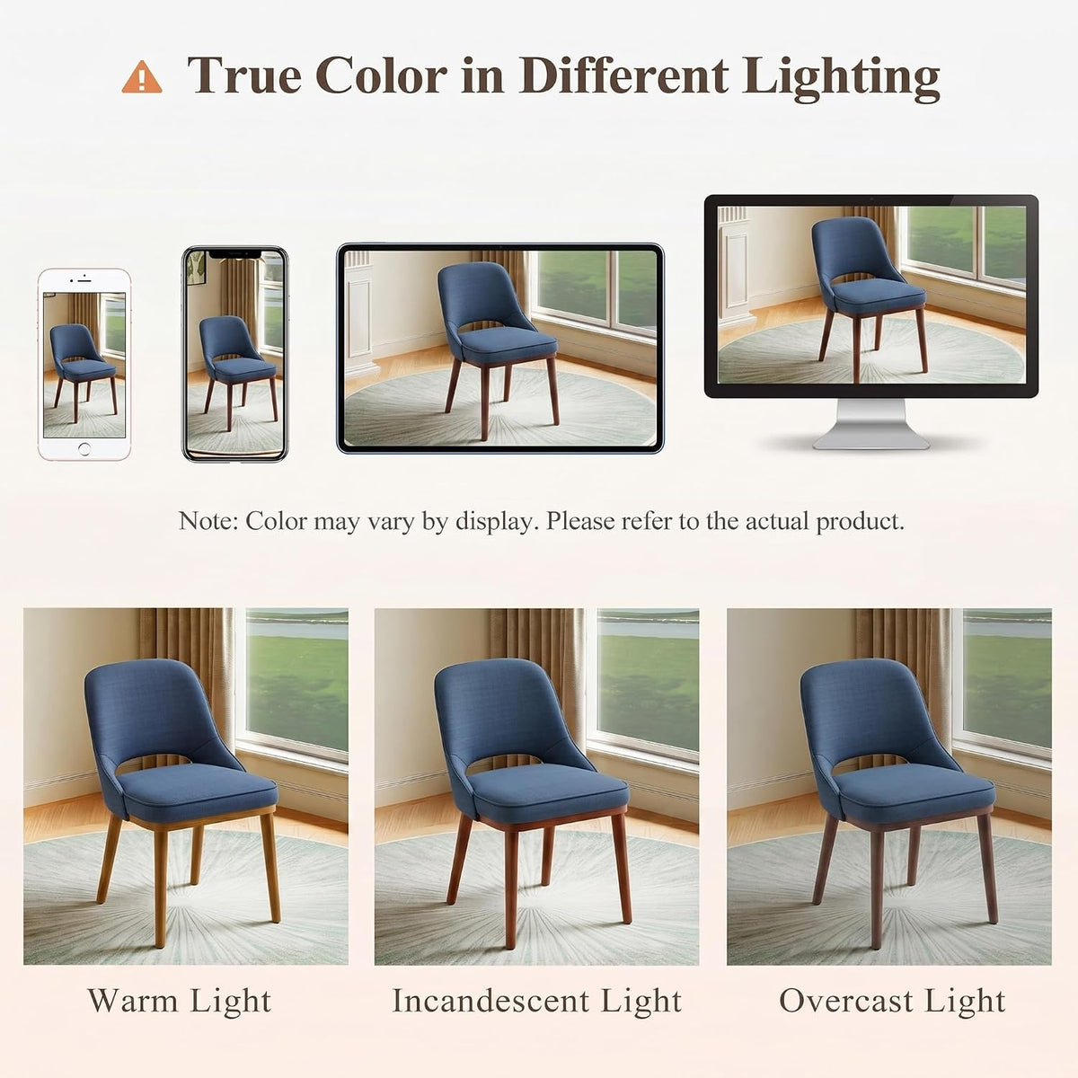 Modern Upholstered Chairs, Curved Open‑Back Fabric Kitchen Chairs(Set of 4)