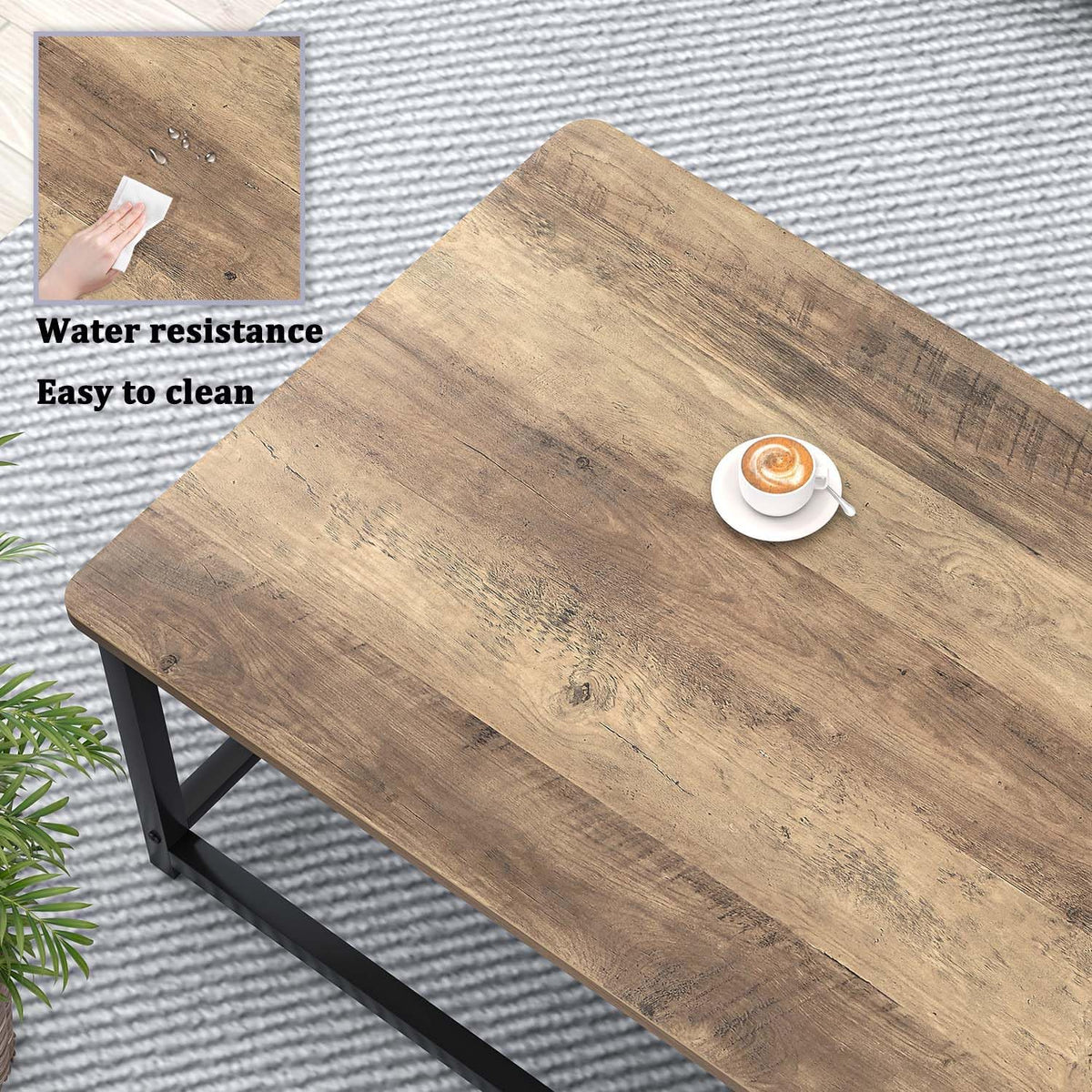EXCEFUR Coffee Table with Storage Shelf, Modern Wood and Metal Center Table for Living Room, Rustic Oak, 47 Inch