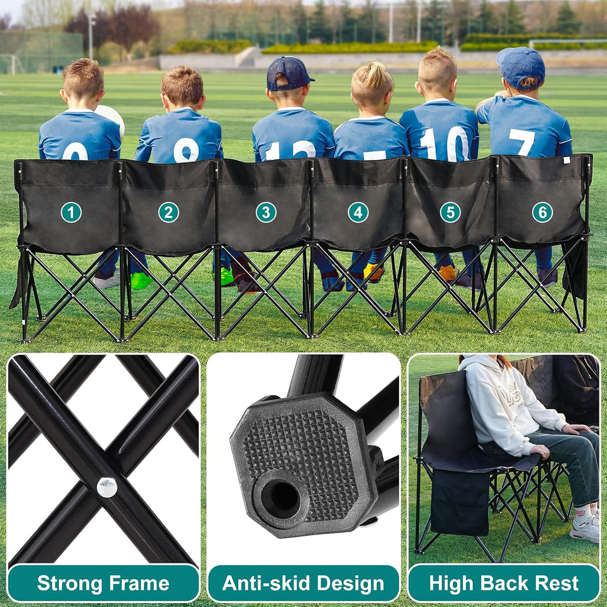 1MORE Folding Bench, Portable Foldable Sideline Bench for Team with Carry Bag