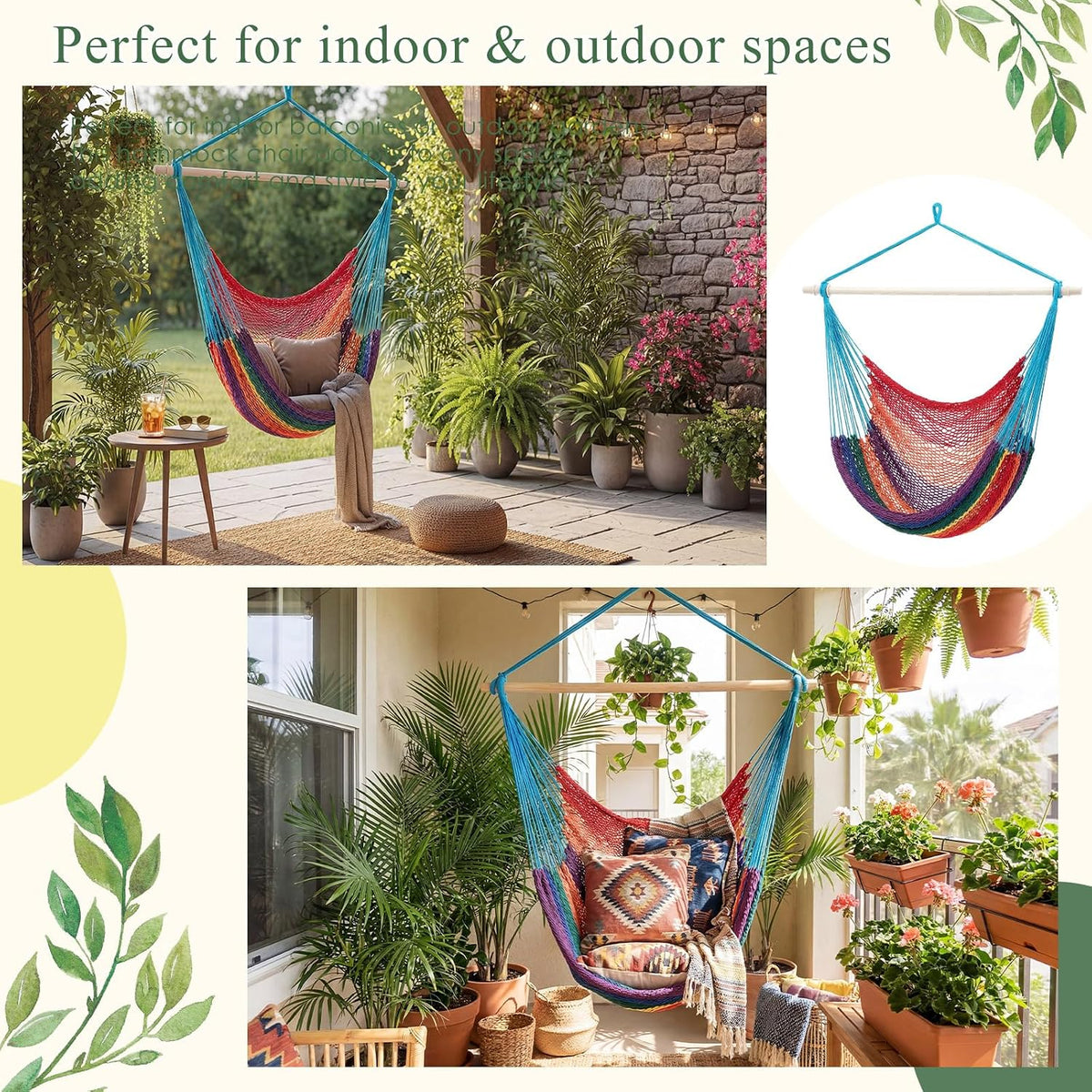 barydat 2 pcs hanging hammock chair boho swing, package contents