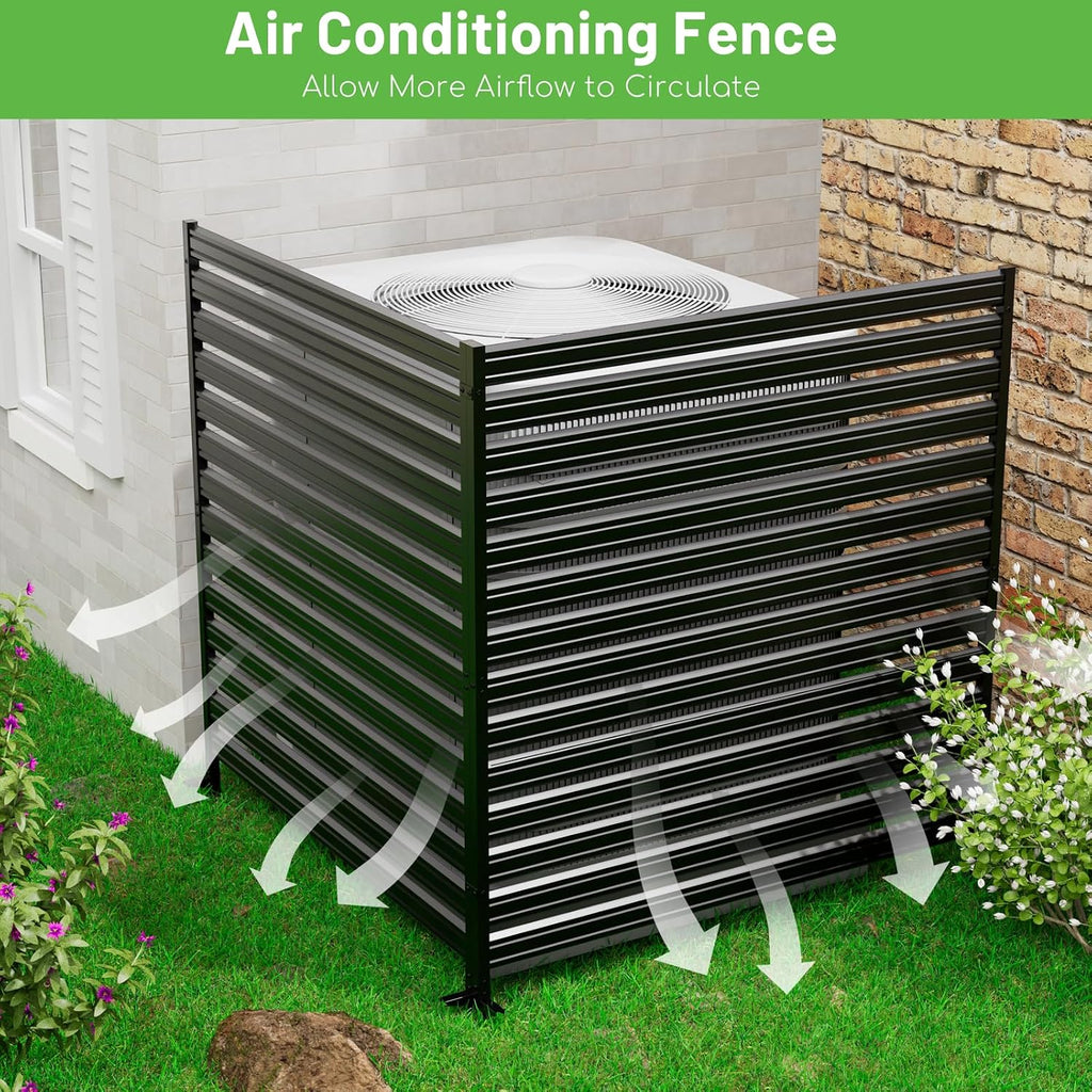 No-Dig Metal Privacy Fence Screen, 48" H × 48" W Air Conditioner Fence