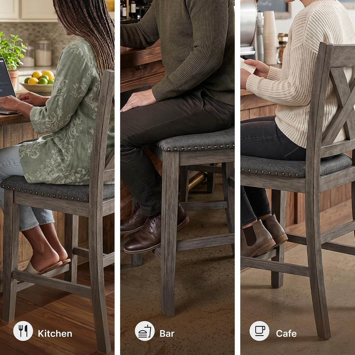 Signature Design by Ashley Caitbrook X-Back Bar Stools Set of 2, Gray