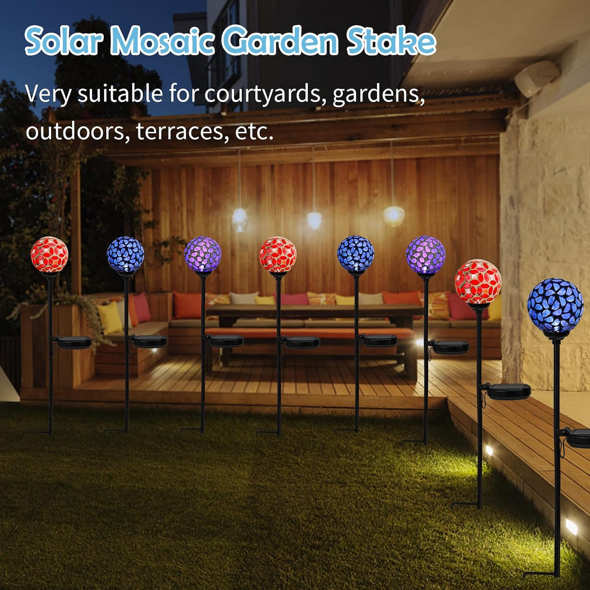 Afirst Solar Outdoor Decorative Light, Mosaic Stake for Yard Decor, 3.5"